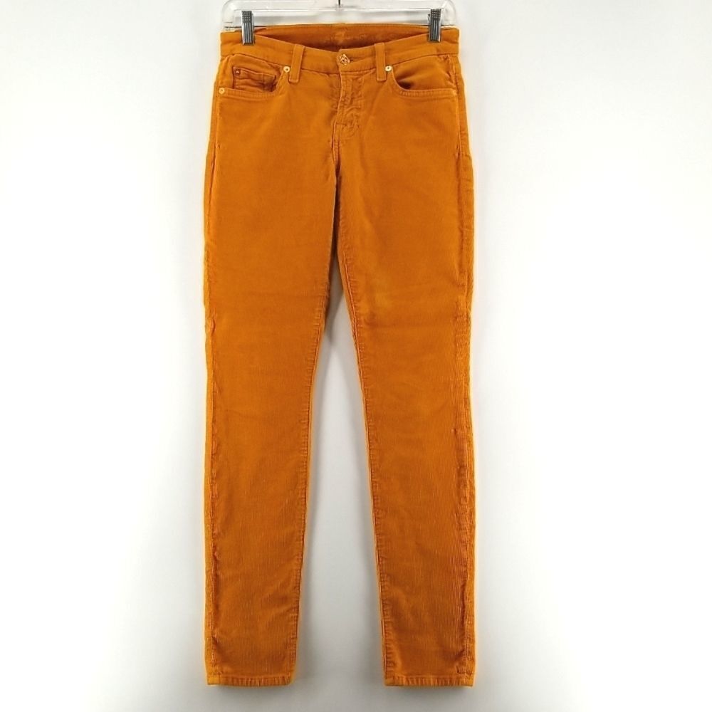 7 for All Mankind Corduroy Pants Women's Size 25 Skinny Bronze Gold 5 Pocket